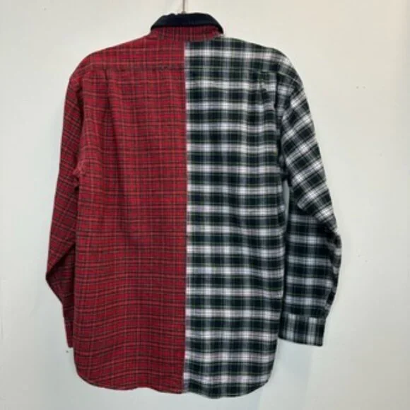 Vintage Polo Ralph Lauren 1980s Split Plaid Flannel Shirt Large